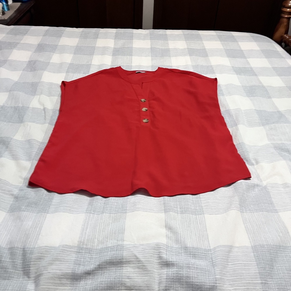 Carolina Belle Montreal Red Sleeveless Pullover Shirt Size L